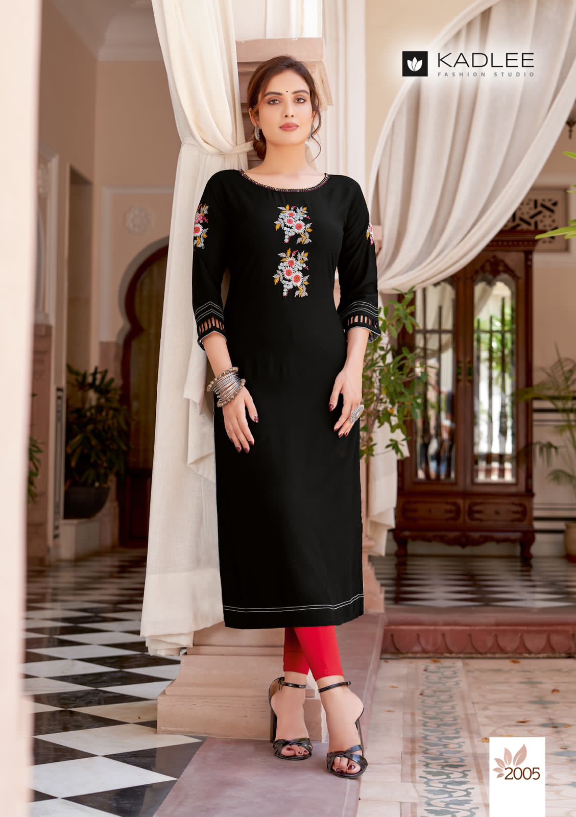 Kadlee Charvee Rayon Embroidery Kurtis Catalog
